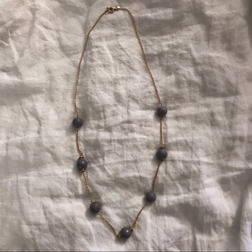 Jcrew gray beaded long layering necklace